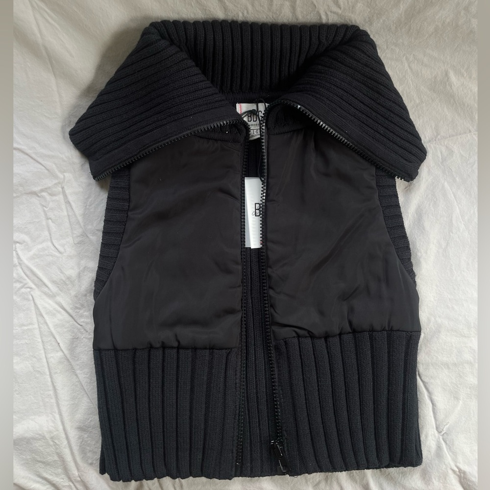 Black BDG Puffer and Knit Vest with Collar. Size LG.